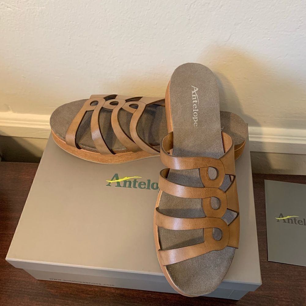 Antelope Women’s leather slide platform slip on sandal size US9/ EU40 NIB